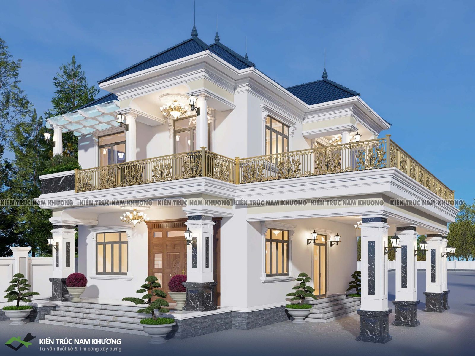 Thiết kế biệt thự mái nhật tân cổ điển