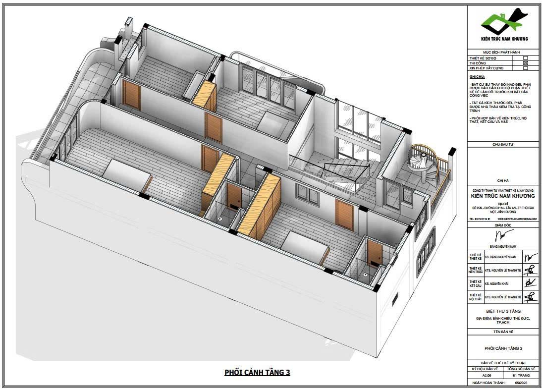thiết kế công năng 3d tầng 3