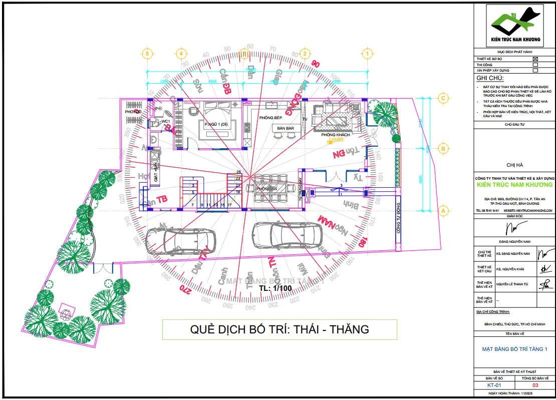 Thiết kế mặt bằng phong thủy căn nhà