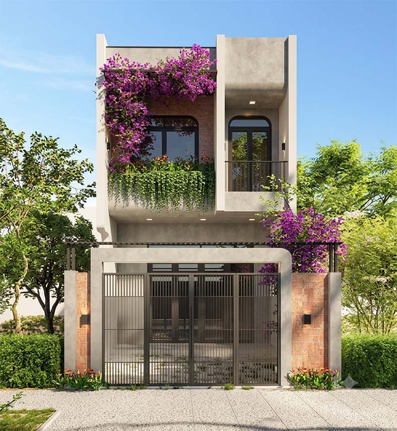Thiết kế nhà phố 2 tầng phong cách nhiệt đới 