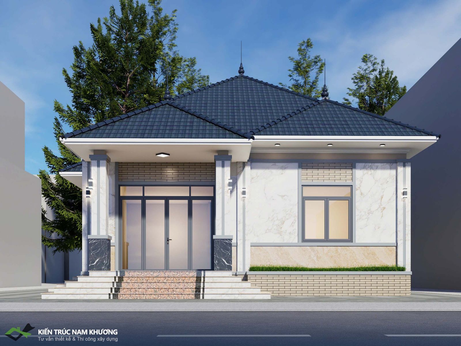 Thiết kế nhà cấp 4 mái nhật 