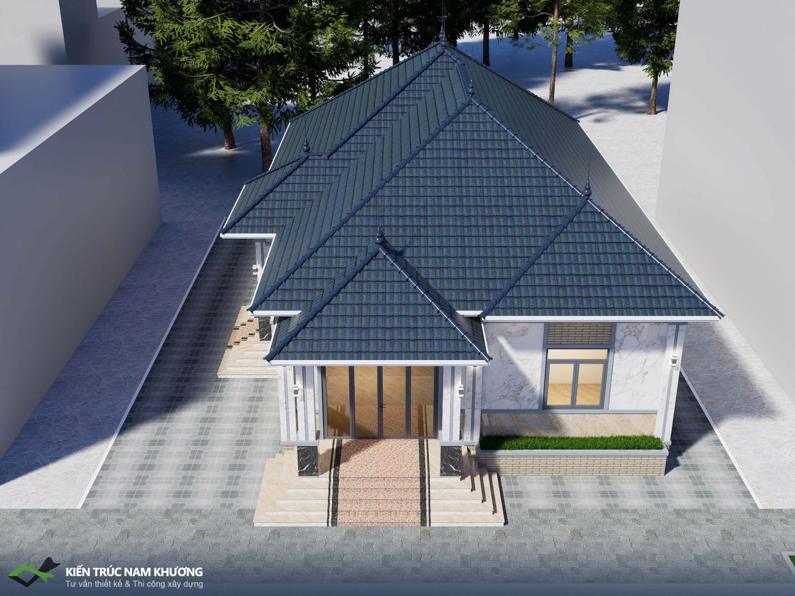 Thiết kế nhà cấp 4 mái nhật 