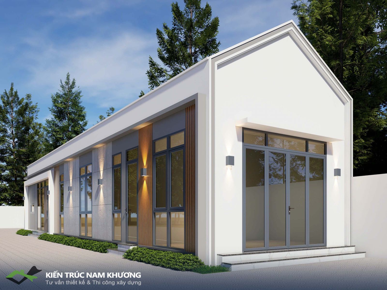 Mẫu Thiết Kế Nhà Cấp 4 5x20 Đẹp Tiện Nghi | Kiến Trúc Nam Khương mau thiet ke nha cap 4 5x20 dep tien nghi kien truc nam khuong