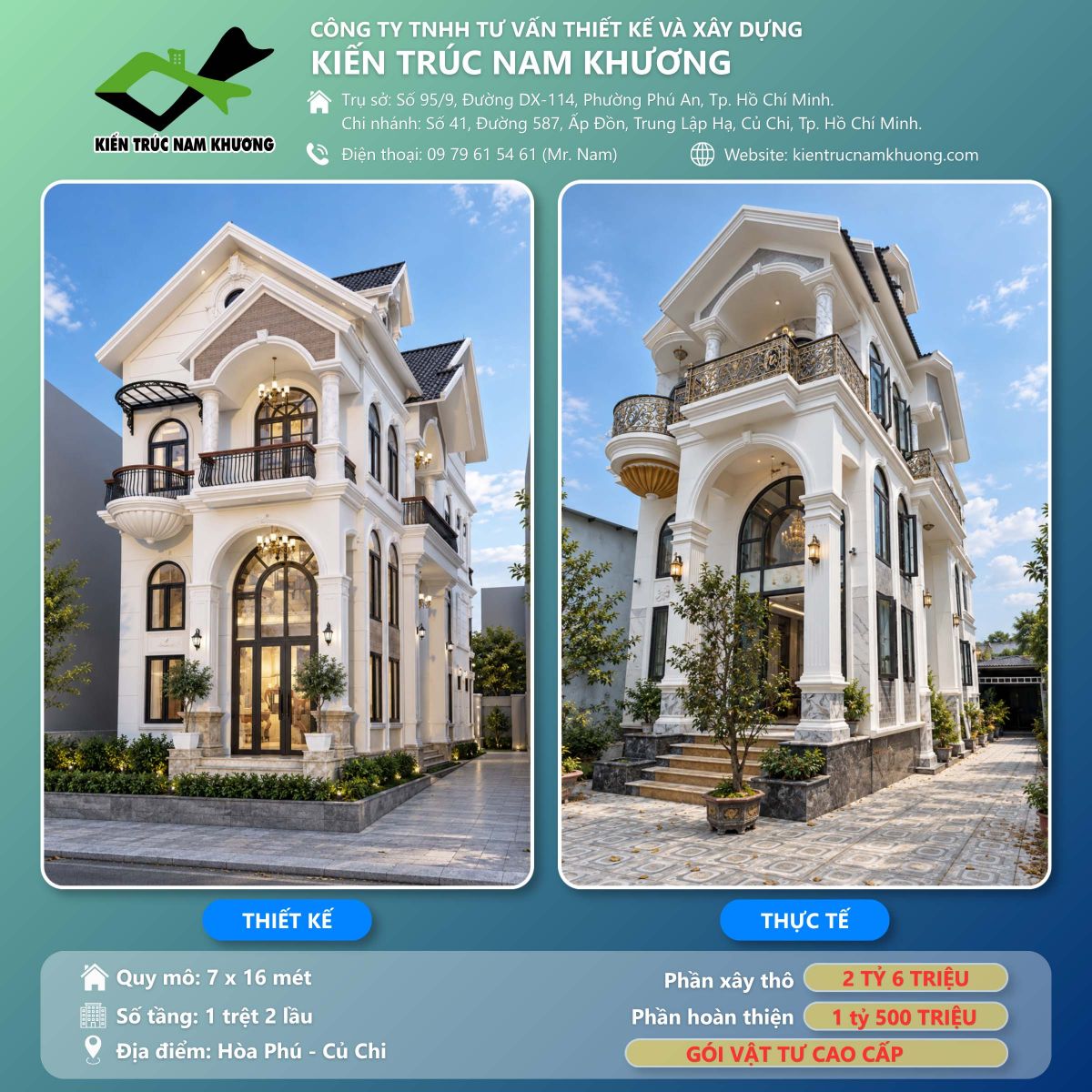 các căn nhà được Kiến Trúc Nam Khương thực hiện