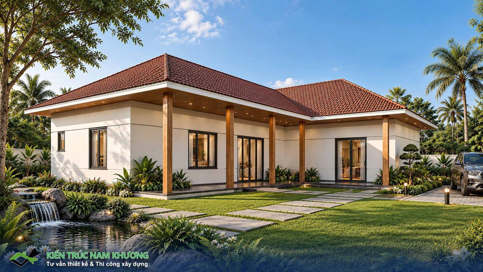 thiết kế nhà cấp 4 mái nhật 