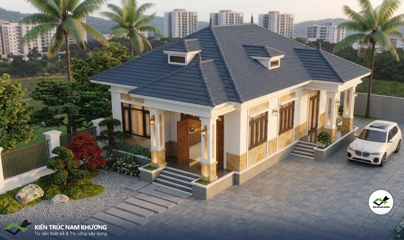 Thiết kế nhà cấp 4 mái Nhật tại Củ Chi 